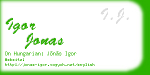 igor jonas business card