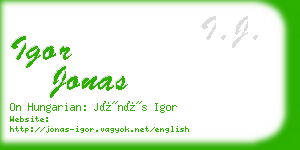 igor jonas business card